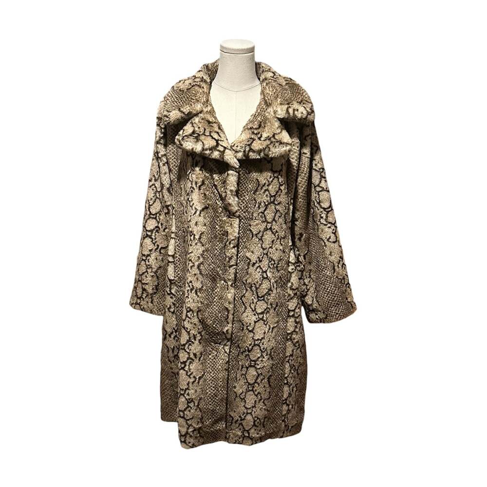 Badgley Mischka Faux Fur Coat with Snake Print Size Medium